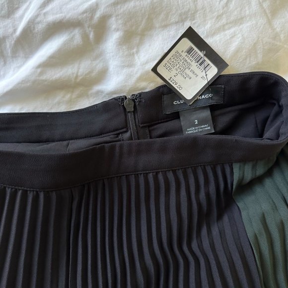 Club Monaco Jessyn Pleated Chiffon Pants In Black And Green - Picture 4 of 4